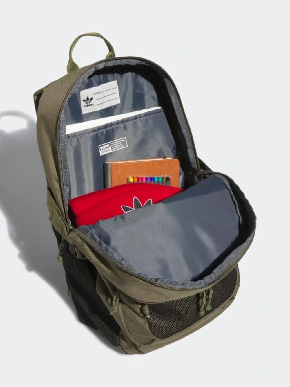 adidas Olive Green and Black Men's Backpack with Front Mesh Pocket